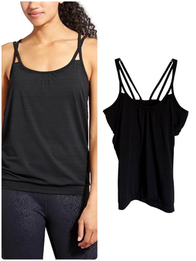 Athleta Invigorate Support Tank Top Black Strappy Camisole Built in Bra M